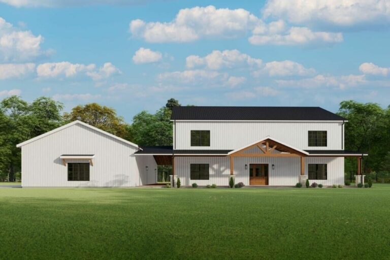 6-Bedroom 2-Story Barndominium Style House With Guest Apartment Behind Garage(Floor Plan)