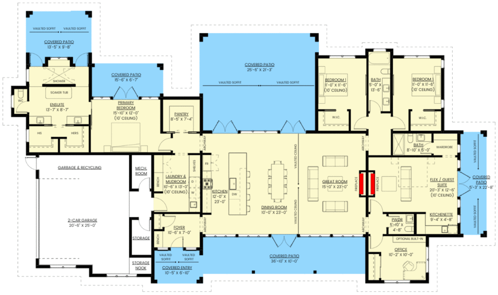 Bedroom One Story New American Farmhouse With Private Primary Bedroom Floor Plan Onehappylemon