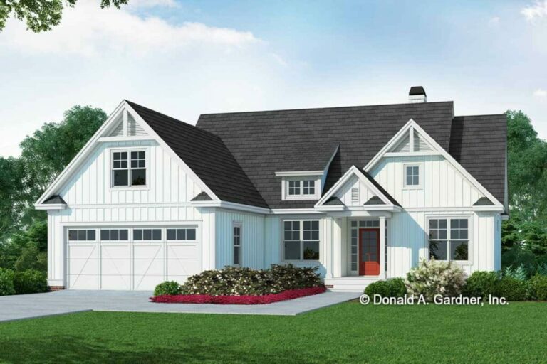Single-Story 3-Bedroom Modern Farmhouse With Open-concept Living Space (Floor Plan)