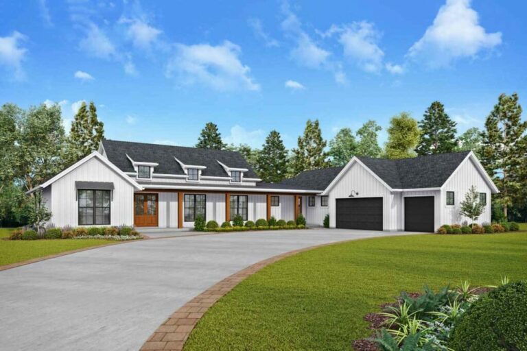 3-Bedroom 1-Story New American Farmhouse with Large Covered Porches (Floor Plan)