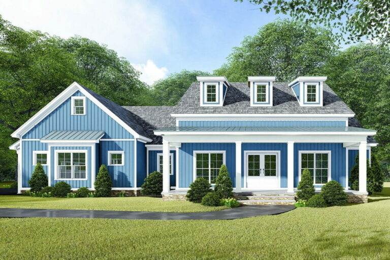 One-Story 3-Bedroom Modern Farmhouse with Bonus Room Above the Garage (Floor Plan)