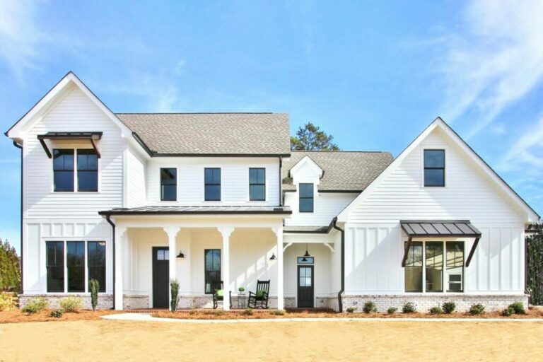 Dual-Story 4-Bedroom Country Farmhouse with Metal Roof and Clean Trim Lines (Floor Plan)