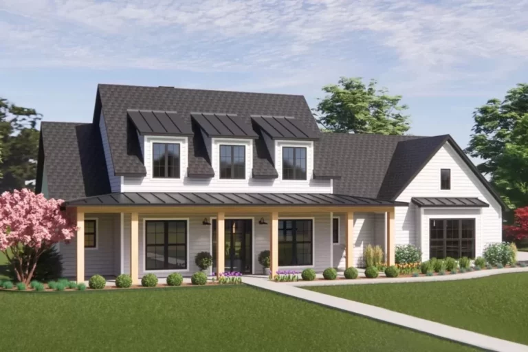 3-Bedroom Single-Story Modern Farmhouse With Vaulted Family Room and Rear Porch (Floor Plan)