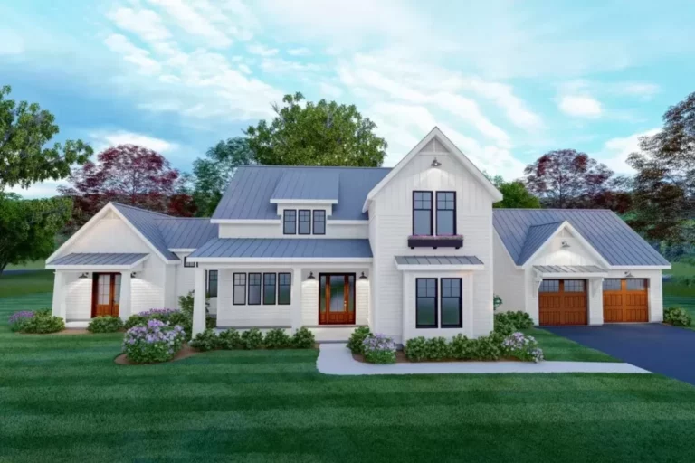 3-Bedroom 2-Story Modern Farmhouse With Private Master Wing (Floor Plan)