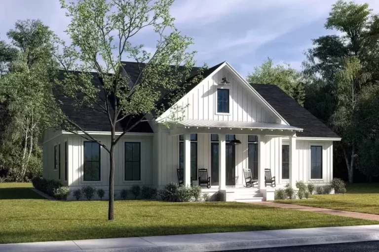 Single-Story 3-Bedroom Modern Farmhouse with Dual Porches (Floor Plan)