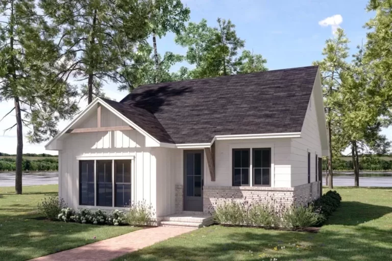2-Bedroom Single-Story Cottage Farmhouse With Front and Rear Porches (Floor Plan)