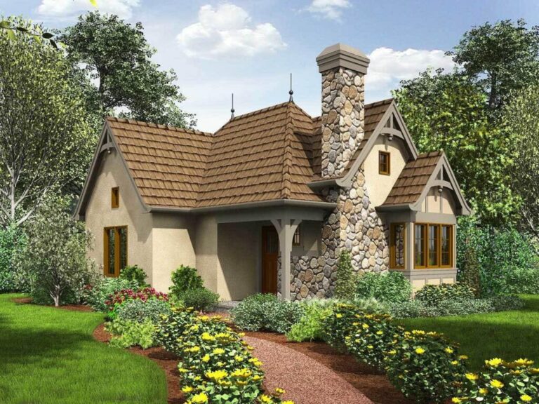 Single-Story 1-Bedroom Storybook Cottage with Cozy Fireplace (Floor Plan)