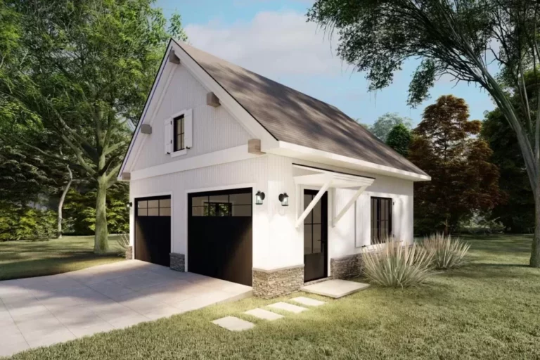 2-Car Single-Story Classic Craftsman Garage With Cozy Loft Space (Garage Plan)