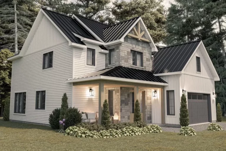3-Bedroom 2-Story Modern Farmhouse with Home Office and Upstairs Master with Direct Laundry Access (Floor Plan)