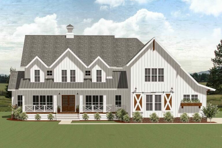 6-Bedroom Dual-Story Country Style Farmhouse with Modern Touches (Floor Plan)