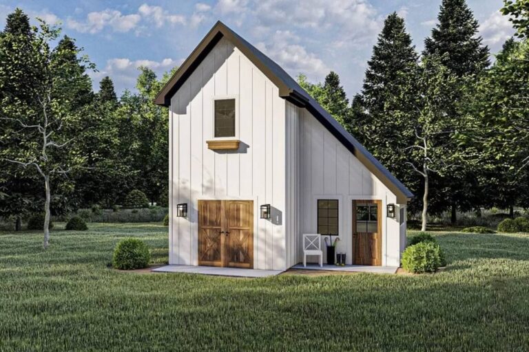 Dual-Entrance 1-Story Tall Shed with Backyard Office Potential (Floor Plan)