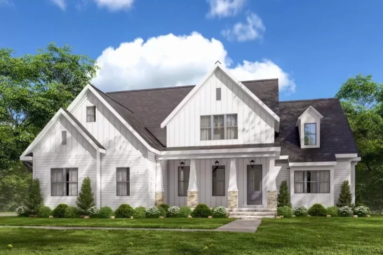 4-Bedroom 2-Story Modern Farmhouse with Vaulted Family Room and Home Office (Floor Plan)