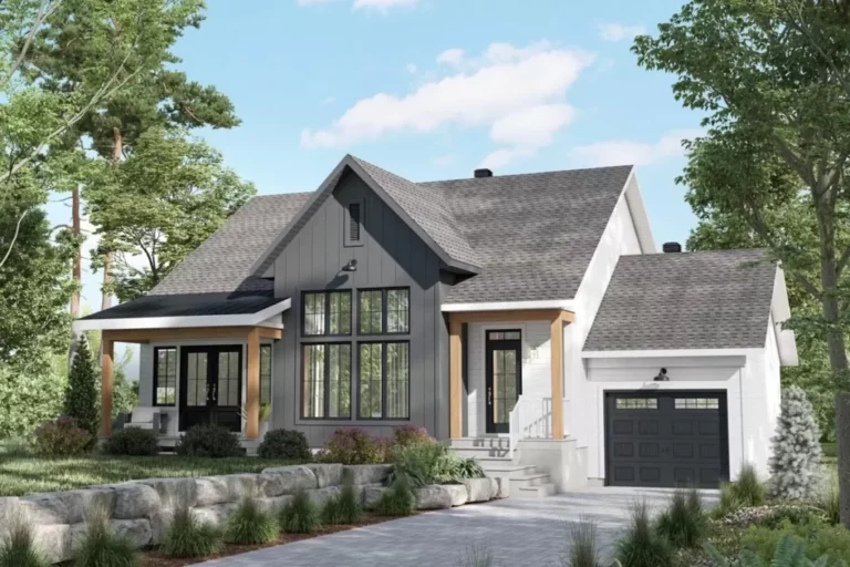 2-Bedroom Single-Story Modern Farmhouse with 1-Car Garage (Floor Plan)