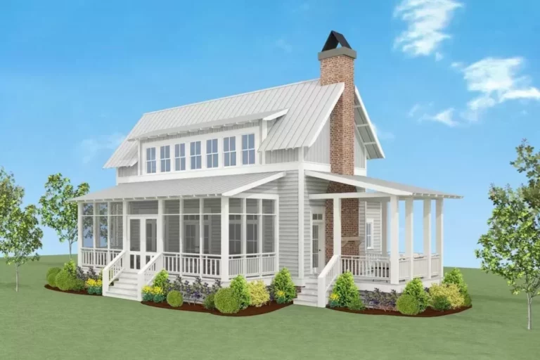 Two-Story 3-Bedroom Country Farmhouse With Dual Fireplaces (Floor Plan)