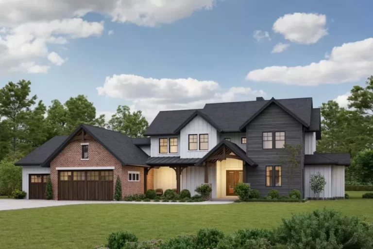 5-Bedroom Dual-Story Rustic Country Farmhouse With Home Office and Main-floor Master Bedroom (Floor Plan)