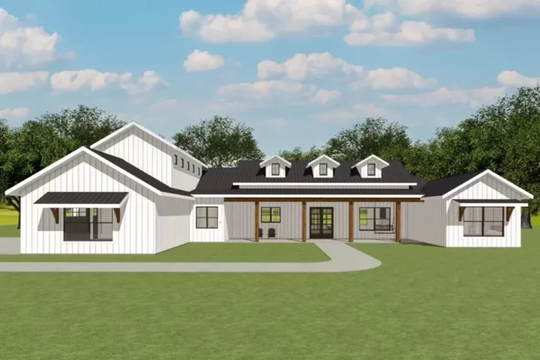 4-Bedroom 2-Story Modern Farmhouse with Large Front and Rear Porches (Floor Plan)