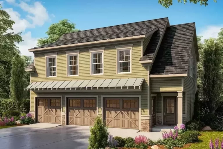 Dual-Story 2-Bedroom Carriage House with 3-Car Garage (Floor Plan)