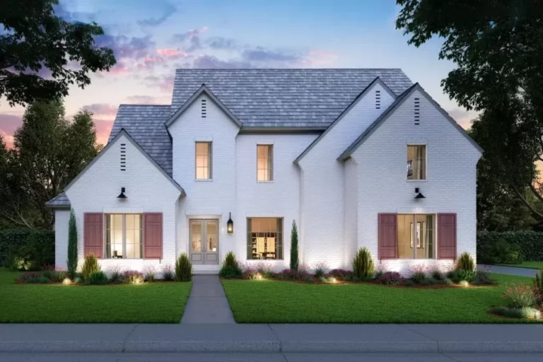 6-Bedroom Two-Story Acadian House with Two-Sided Fireplace (Floor Plan)