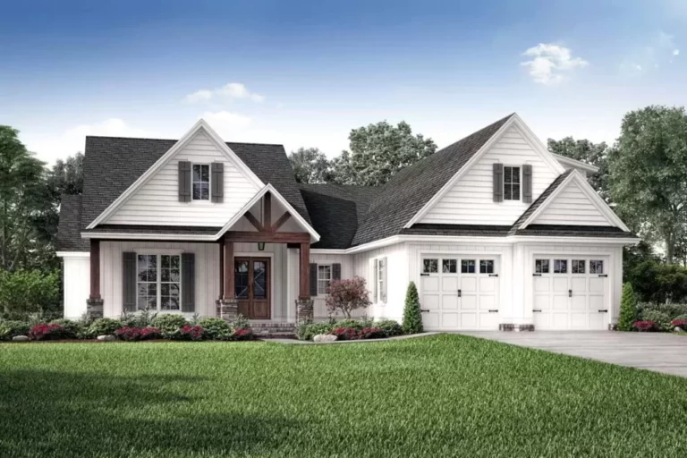 Split Bed 4-Bedroom Two-Story Country Craftsman House with Spacious Master Suite (Floor Plan)
