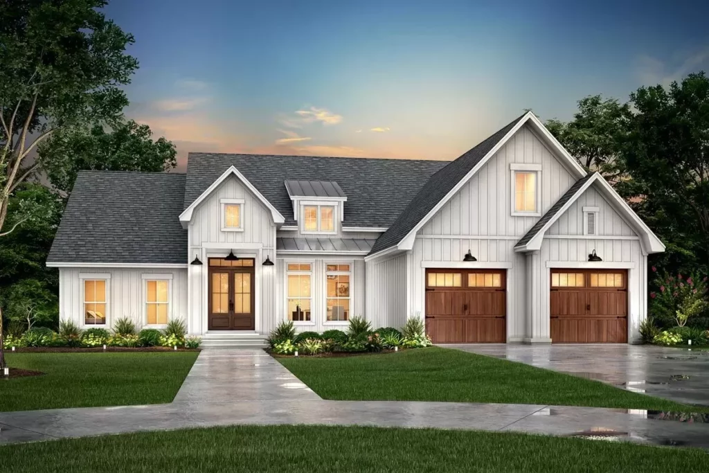 Bedroom One Story New American Farmhouse With Open Concept Design