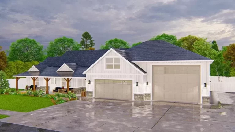 Single-Story 3-Bedroom Farmhouse With RV Garage (Floor Plan)