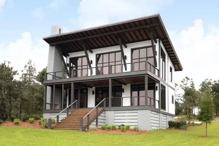 3-Bedroom Dual-Story Modern Vacation Home with Dramatic Back Side (Floor Plan)