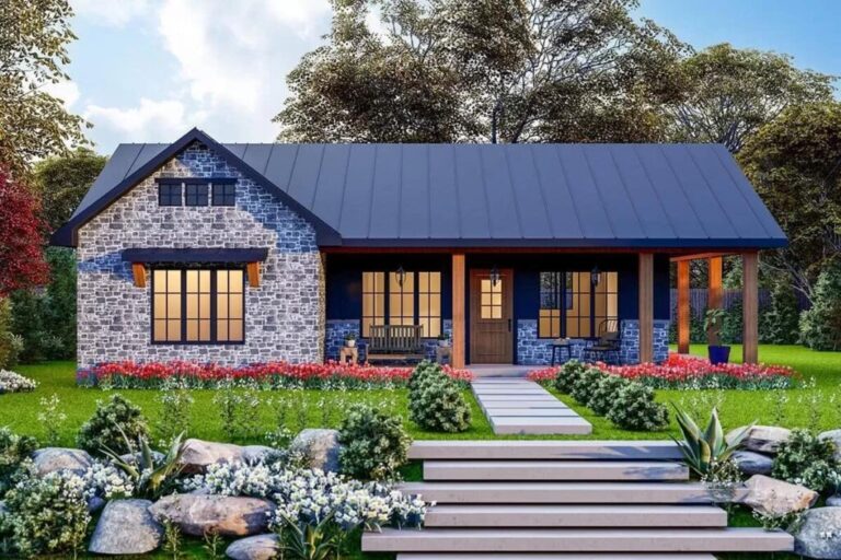 3-Bedroom 1-Story Rustic Home with Wraparound Porch (Floor Plan)