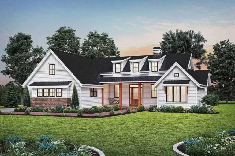 1-Story 3-Bedroom New American Farmhouse with 3 Functional Dormers (Floor Plan)