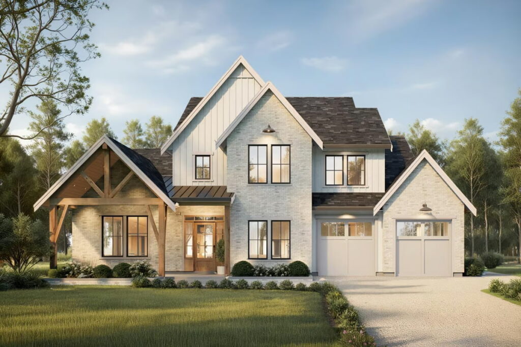 4-Bedroom 2-Story Modern Craftsman House with Private Study (Floor Plan)