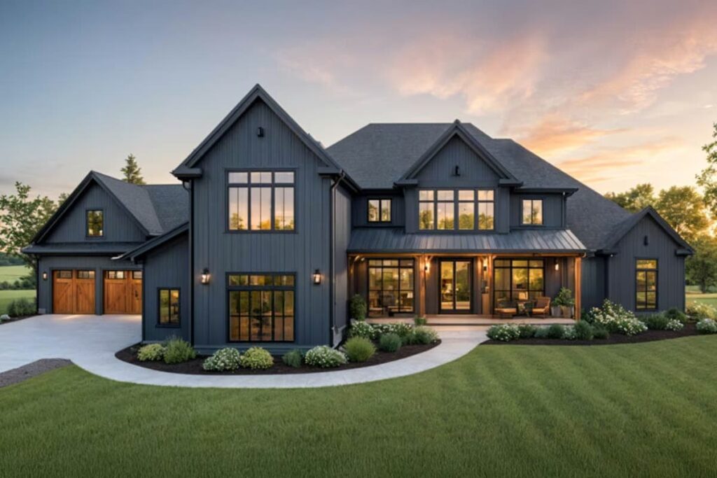 4-Bedroom 2-Story Modern Farmhouse with Spacious Workshop and 4-Car Garage (Floor Plan)
