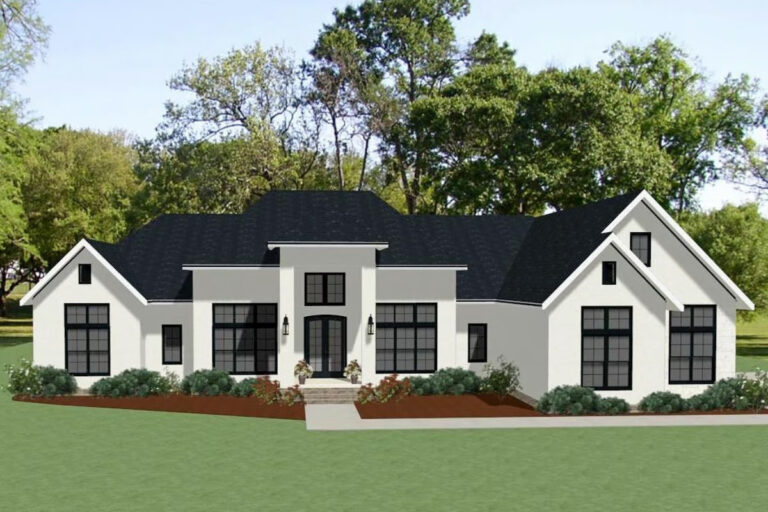 4-Bedroom 1-Story Modern Farmhouse With Bonus Room and Rear Porch (Floor Plan)