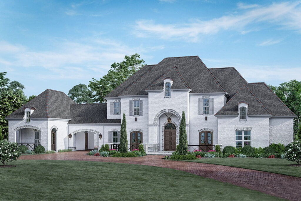 Two-Story 6-Bedroom Brick-clad House with Mother-in-Law Suite (Floor Plan)