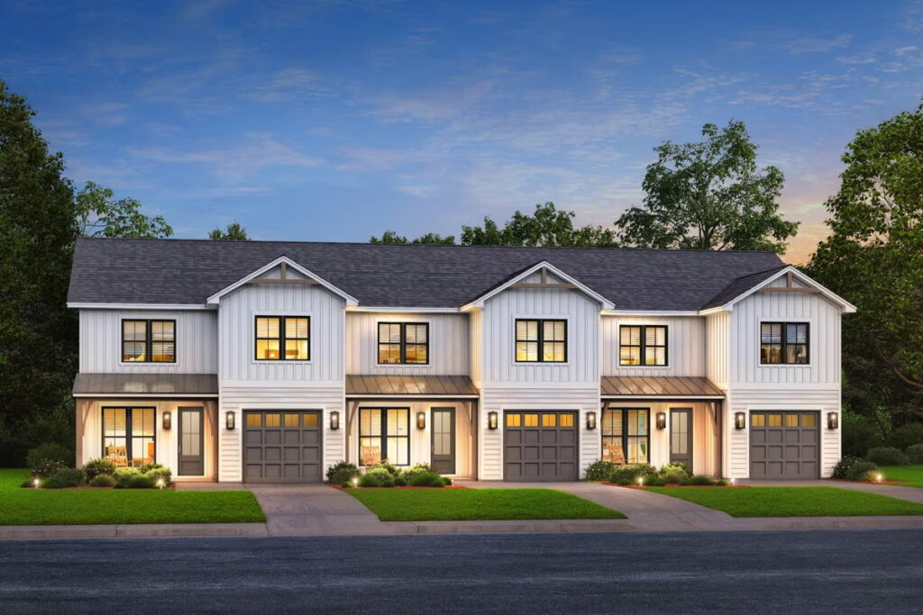 3-Unit Two-Story Modern Farmhouse Triplex Townhouse with 3-Bed Units (Floor Plan)