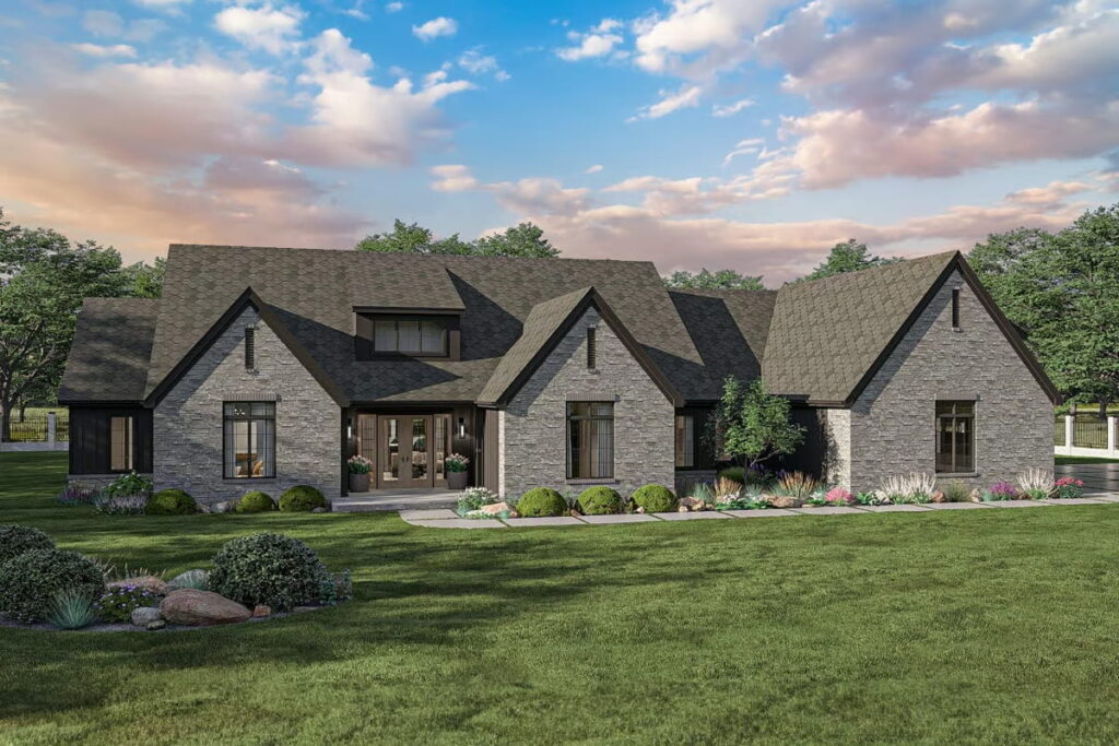 4-Bedroom 1-Story Modern Cottage House with Separate Living Room (Floor Plan)