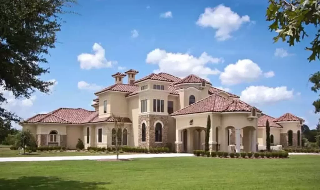 4-Bedroom 2-Story Tuscan House with Two Rotundas (Floor Plan)
