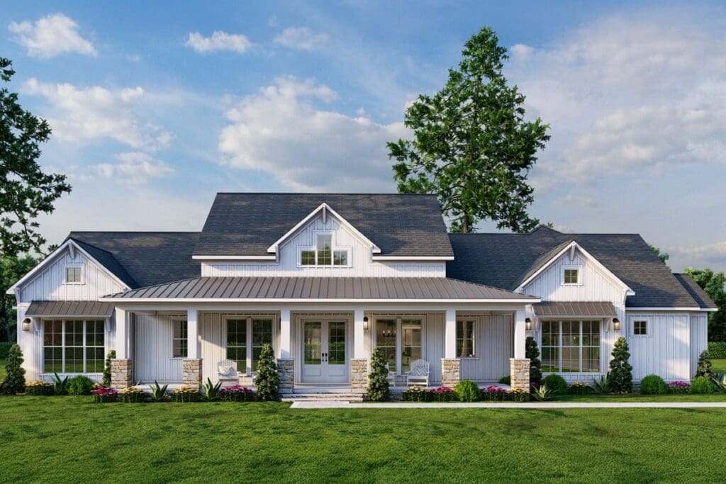 3-Bedroom 1-Story Modern Farmhouse with Bonus Over Garage (Floor Plan)