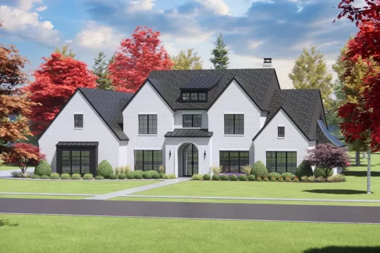 4-Bedroom 2-Story European Transitional House with Bonus Media Room Option (Floor Plan)
