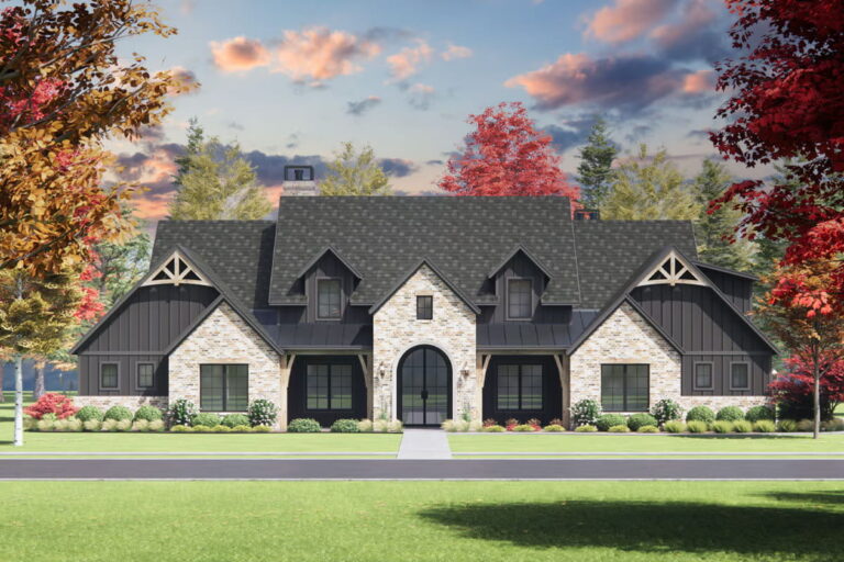 4-Bedroom Single-Story Transitional House with Bonus Expansion Room (Floor Plan)