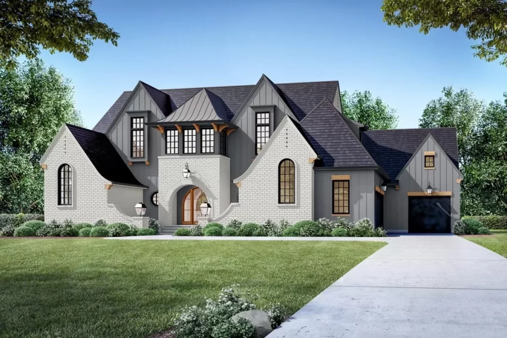 5-Bedroom 2-Story Transitional Tudor Home with Bonus Room (Floor Plan)