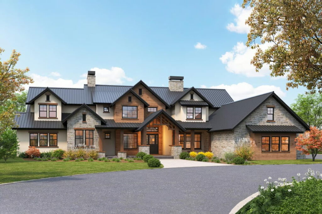 6-Bedroom 2-Story Mountain Craftsman Home with Guest Wing (Floor Plan)