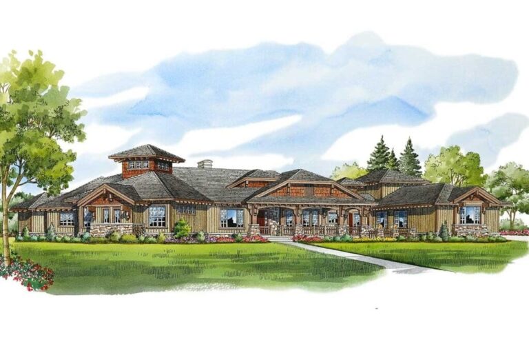 6-Bedroom 1-Story Mountain Prairie Home with Bonus Room Over Garage (Floor Plan)