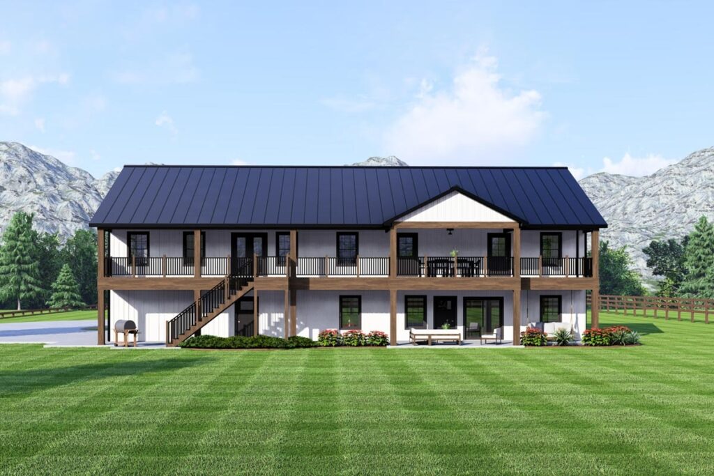 Spacious 7-Bedroom 2-Story Modern Barndominium With Private Upstairs Apartment (Floor Plan)