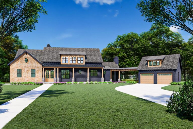 3–4 Bedroom 2-Story Modern Farmhouse With Screened Porch and Bonus Room (Floor Plan)