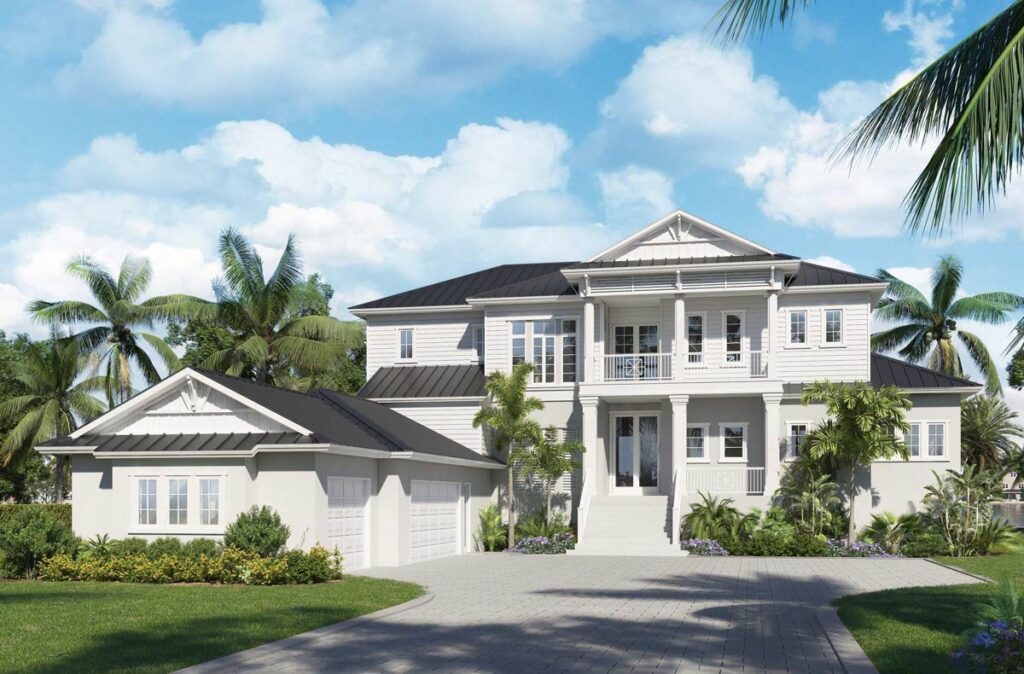 Two-Story 5-Bedroom Coastal Contemporary House with Two Master Suites (Floor Plan)