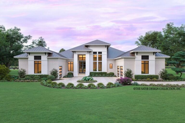 4-Bedroom One-Story Transitional House with 3-Car Garage and Cabana (Floor Plan)