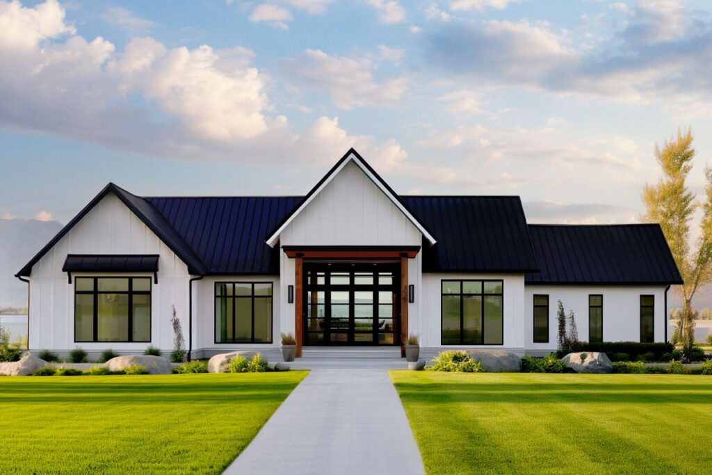 4-Bedroom Sinle-Story Modern Ranch House with Flex Room (Floor Plan)