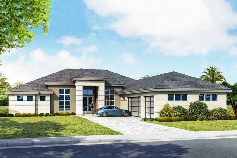 4-Bedroom 1-Story Contemporary House with Private Study (Floor Plan)