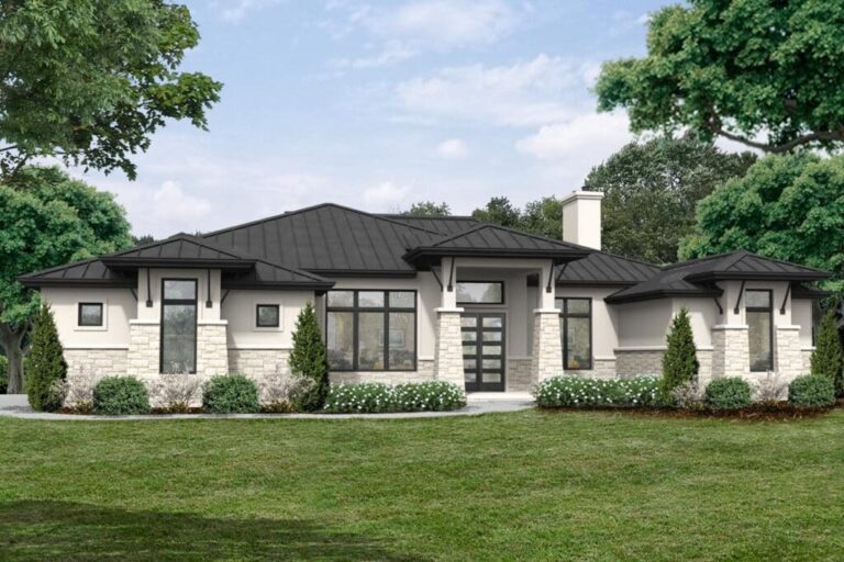 Single-Story 3-Bedroom Modern Hill Country House with Private Casita (Floor Plan)