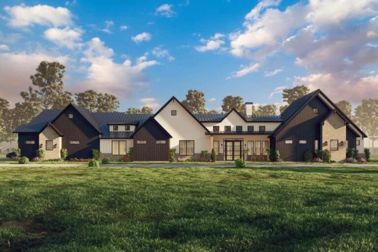 4-Bedroom 1-Story Industrial Modern Farmhouse with Office and Safe Room (Floor Plan)