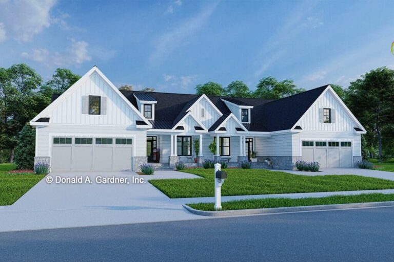2-Unit 2-Story New American Duplex House with Matching 3-Bed Units (Floor Plan)